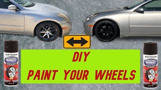 DIY  Paint Wheels Black with Rustoleum Spray Paint [upl. by Abramo]