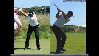 Jon Rahm golf swing  Long Iron faceon amp downtheline July 2017 [upl. by Elyrpa]