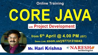 Core Java Online Training Day1  by Mr Hari Krishna [upl. by Nilrac822]