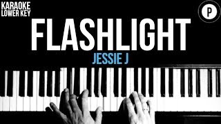 Jessie J  Flashlight Karaoke SLOWER Acoustic Piano Instrumental Cover Lyrics LOWER KEY [upl. by Ilac]