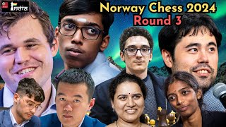 Norway Chess 2024 Round 3  ft Praggnanandhaa vs Carlsen [upl. by Nussbaum]