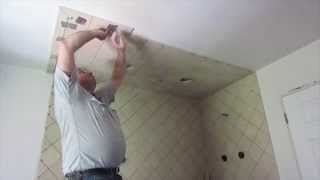 How to install tile on a ceiling [upl. by Leahkim]