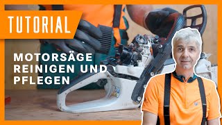 Motorsäge reinigen und pflegen I Tutorial der Bayerischen Staatsforsten [upl. by Reham589]