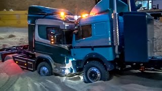 RC truck Scania got stuck Rescue ACTION with wheel loader [upl. by Abra410]