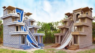 Build The Creative Modern Water Slide To Pool amp 4Story Villa House Design In Forest [upl. by Pinchas]