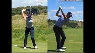 Justin Thomas golf swing  Long Iron faceon amp downtheline July 2017 [upl. by Oeflein]