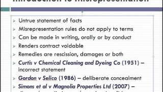 Misrepresentation Lecture 1 of 4 [upl. by Aretta759]