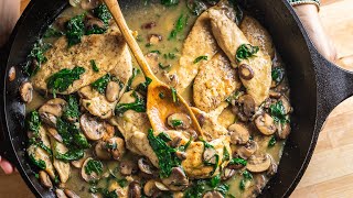 Creamy Garlic Mushroom Chicken  One Pan Recipe [upl. by Roydd]