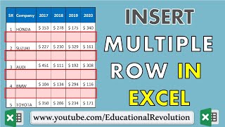 Microsoft Excel How to Insert Multiple Rows [upl. by Drofliw]